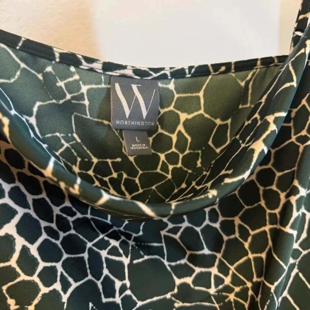 Green Satin Cowl Neck Cami – Worthington, Size Large - Picture 2 of 4